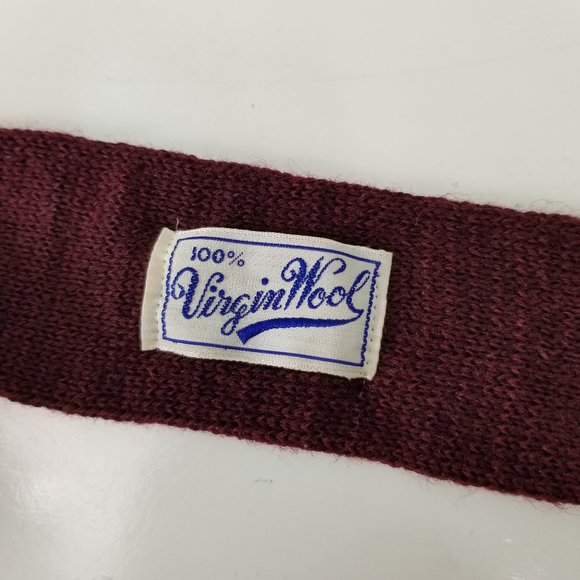 Vintage 1960s wine wool chunky knit tie - Picture 2 of 6